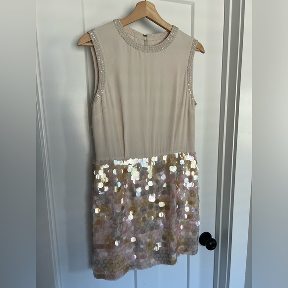 French Connection: Champagne Sequin Mini Dress: Size US 8 - Picture 1 of 8